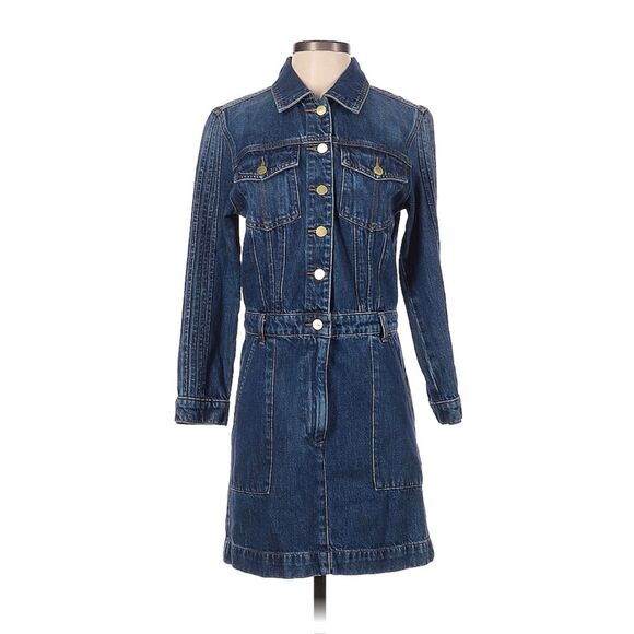 FRAME DENIM Trucker Style Denim Shirt Dress, Sz S - Picture 1 of 12